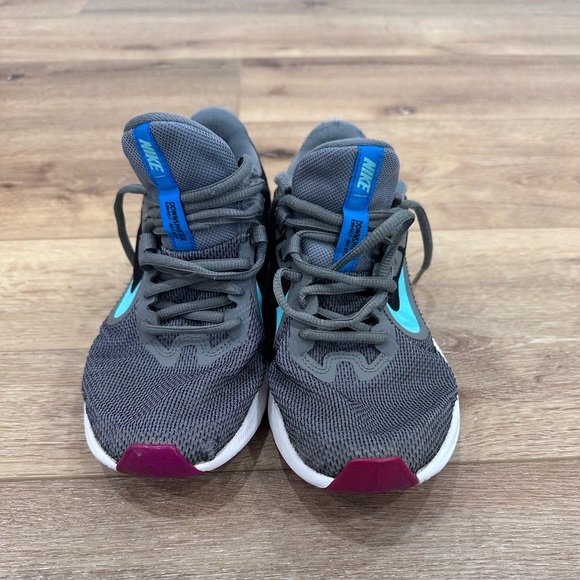 NIKE DOWNSHIFTER Womens Size 7 Black Gray Turquoise Purple Sneakers - Picture 9 of 11